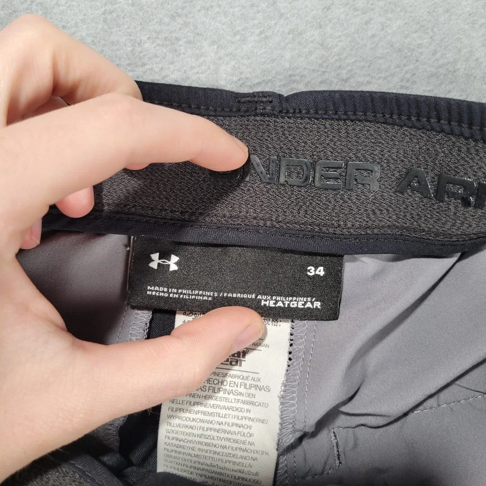 Under Armour Shorts Men 34 Black Golf Chino Performance Sports Preppy Athleisure